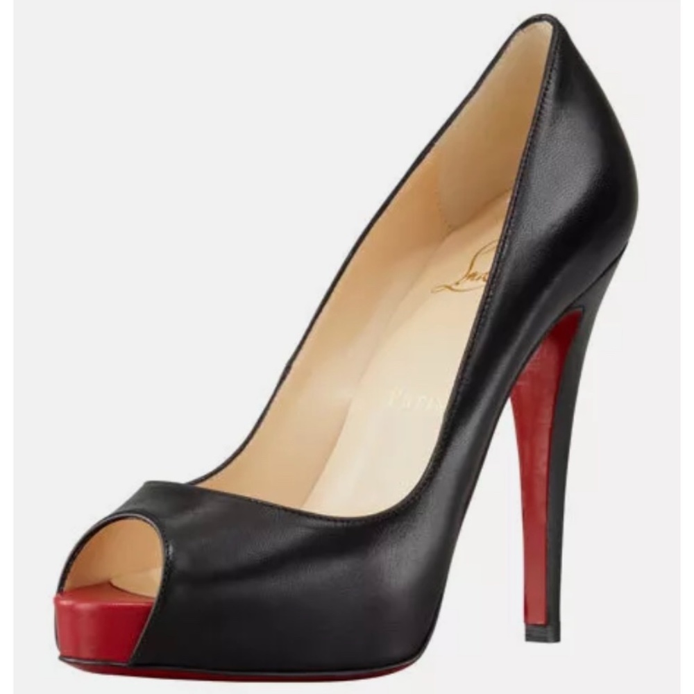 Christian Louboutin Black and Red Peep Toe Heels